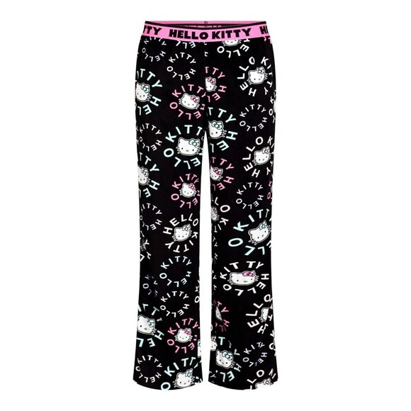 Hello Kitty Womens Velour Pajama Pants With Pockets XL 16-18 Black - Picture 1 of 8